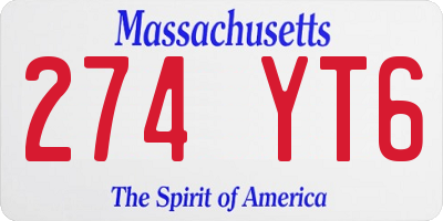 MA license plate 274YT6