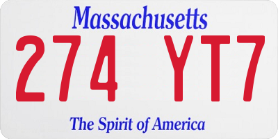 MA license plate 274YT7