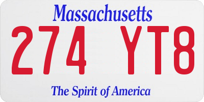 MA license plate 274YT8