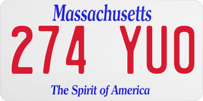 MA license plate 274YU0
