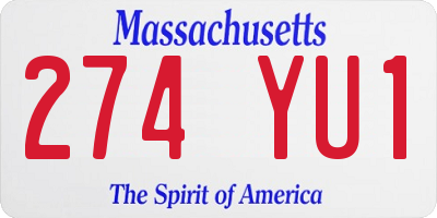 MA license plate 274YU1