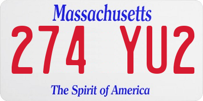 MA license plate 274YU2