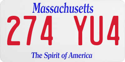 MA license plate 274YU4