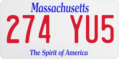 MA license plate 274YU5