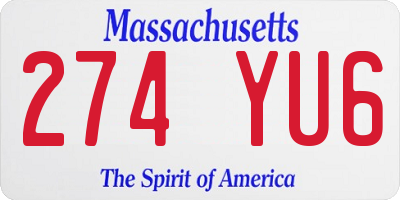 MA license plate 274YU6