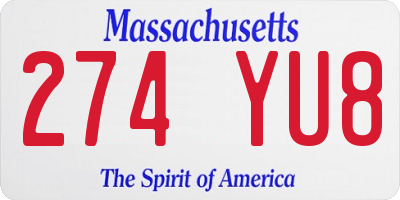MA license plate 274YU8