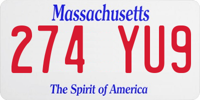 MA license plate 274YU9