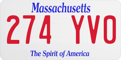 MA license plate 274YV0