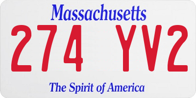 MA license plate 274YV2