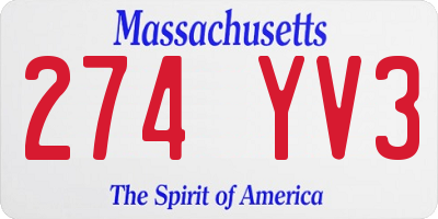 MA license plate 274YV3