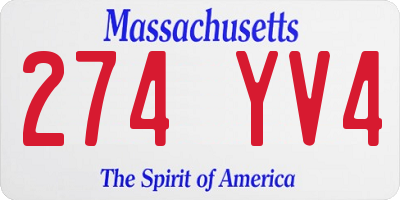 MA license plate 274YV4