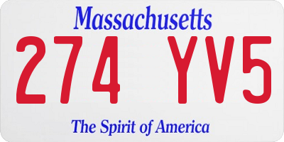 MA license plate 274YV5