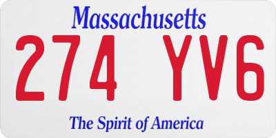 MA license plate 274YV6