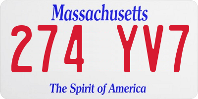 MA license plate 274YV7