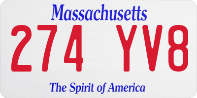 MA license plate 274YV8