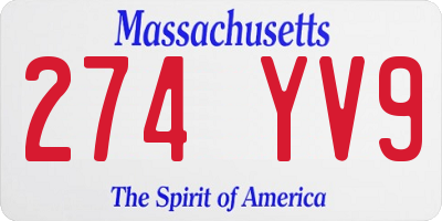 MA license plate 274YV9