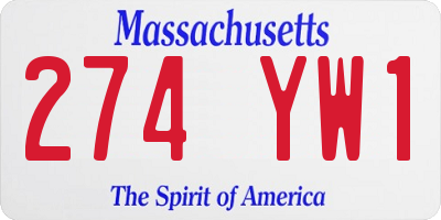 MA license plate 274YW1