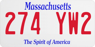 MA license plate 274YW2