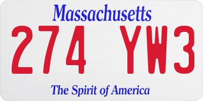 MA license plate 274YW3