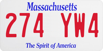 MA license plate 274YW4