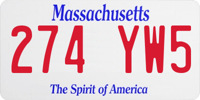 MA license plate 274YW5
