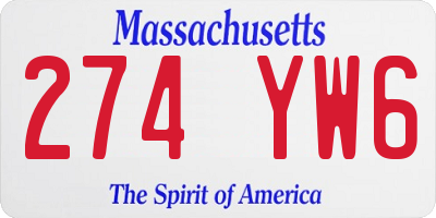 MA license plate 274YW6