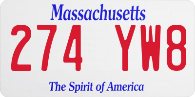 MA license plate 274YW8