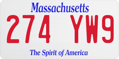 MA license plate 274YW9