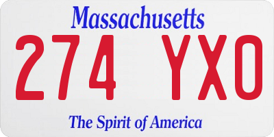 MA license plate 274YX0