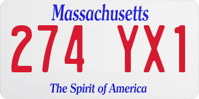 MA license plate 274YX1