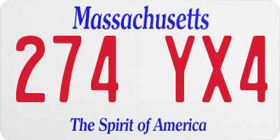 MA license plate 274YX4