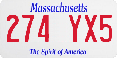 MA license plate 274YX5