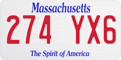 MA license plate 274YX6