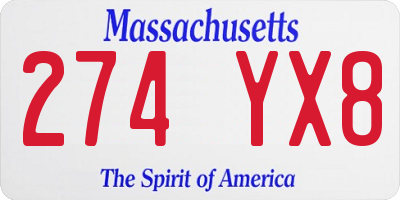 MA license plate 274YX8