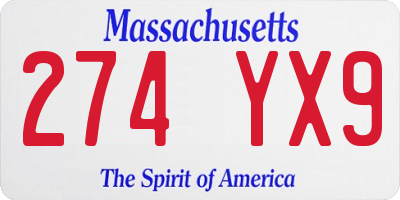 MA license plate 274YX9