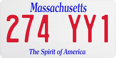 MA license plate 274YY1