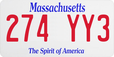 MA license plate 274YY3