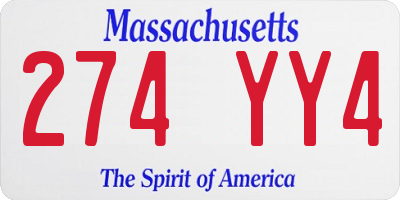 MA license plate 274YY4