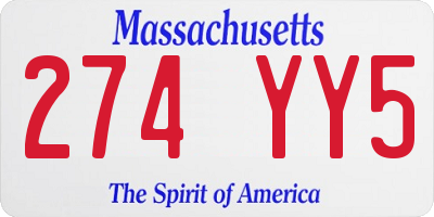 MA license plate 274YY5