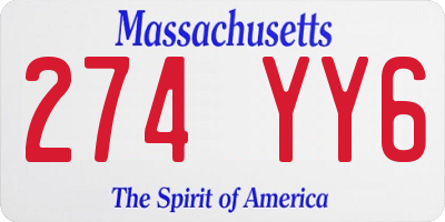 MA license plate 274YY6