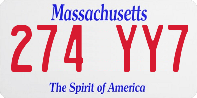 MA license plate 274YY7