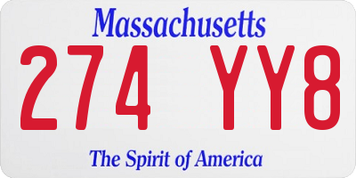 MA license plate 274YY8