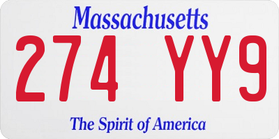 MA license plate 274YY9