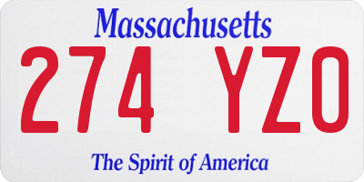 MA license plate 274YZ0