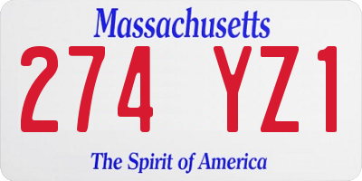 MA license plate 274YZ1