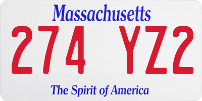 MA license plate 274YZ2