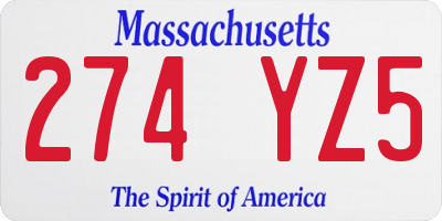 MA license plate 274YZ5