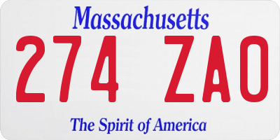 MA license plate 274ZA0