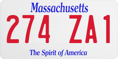 MA license plate 274ZA1