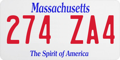 MA license plate 274ZA4